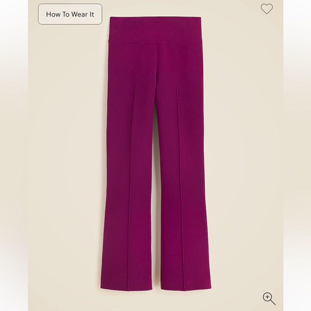Burgundy J Crew Delaney kickout sweater pant, size XS